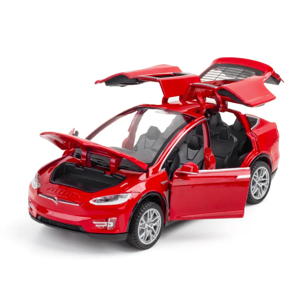 1:32 Tesla MODEL X Alloy Car Model Diecasts Metal Toy Vehicles Car Model Simulation Sound and Light Collection Gift A311