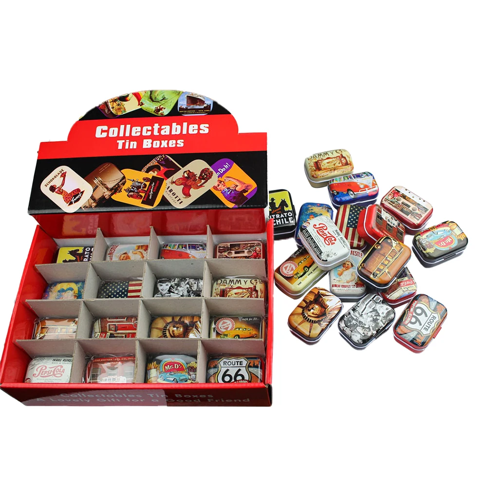 32PCS/Set Portable American Mini Travel Tin Can Vintage Metal Can Storage Box Candy Chocolate Biscuit Packaging Wedding Gift