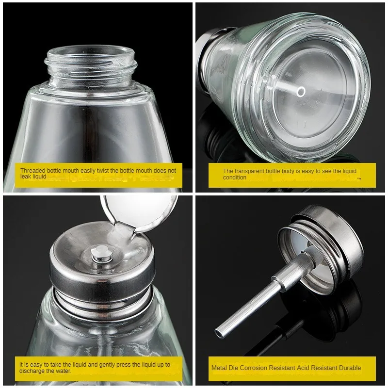 HISEECON 150ml Glass Alcohol Lamp 150ml Fluid Dispenser Glass Alcohol alcohol pump bottle Dispenser Bottle Portable Clean Tools