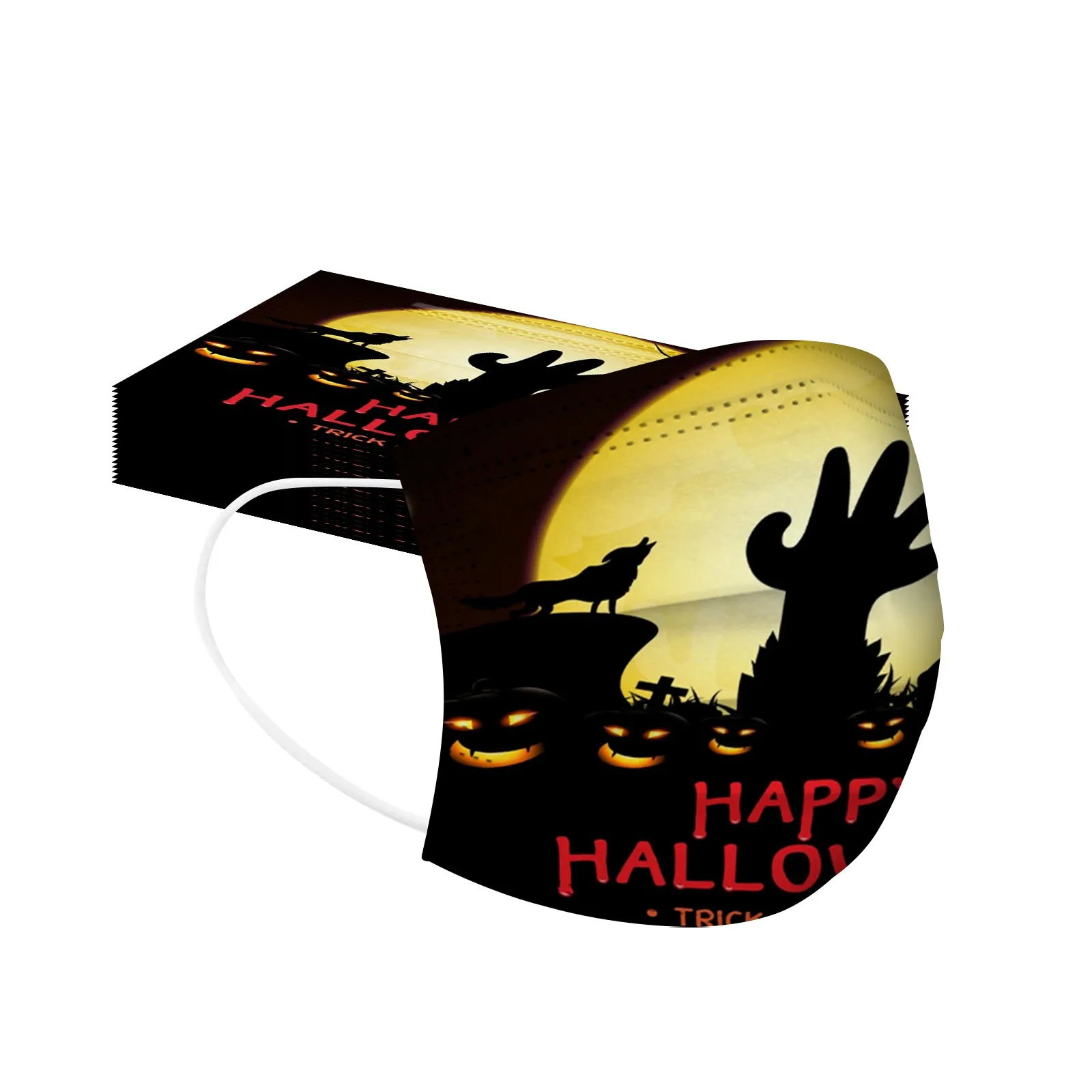 10 pezzi cartoni animati per bambini maschera di Halloween maschera usa e getta maschera per l'orecchio stampata bocchino maschera usa e getta amichevole