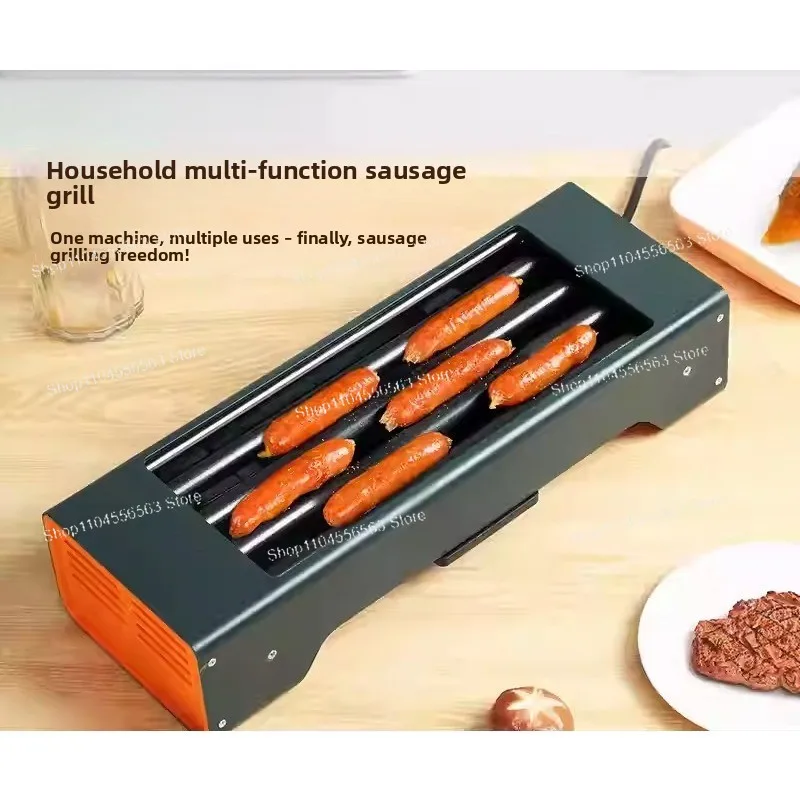 220V Upgraded Mini Desktop Sausage Machine - Red Hot Roller Hot Dog Machine for Home and Dorm