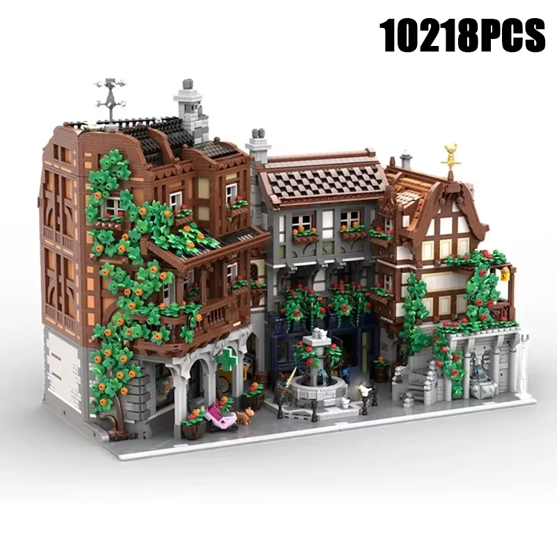 Street View Model Moc Building Bricks Half-timbered Old Town Technology Modular Blocks Gifts Christmas Toys DIY Sets Assembly