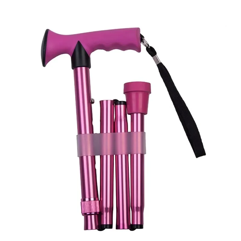 High Quality New Old Man Walking Stick Telescopic T-Handle Canes Stable Crutch with No Slip Pole Folding Hiking Elderly Walk
