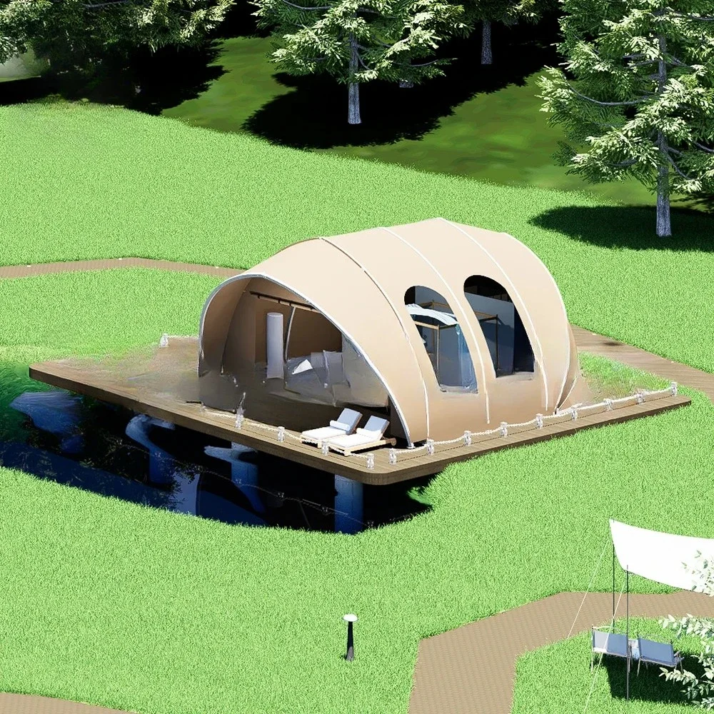 4 Season Luxury Shell Shape Winter Glamping Tent With Bathroom For Resorts