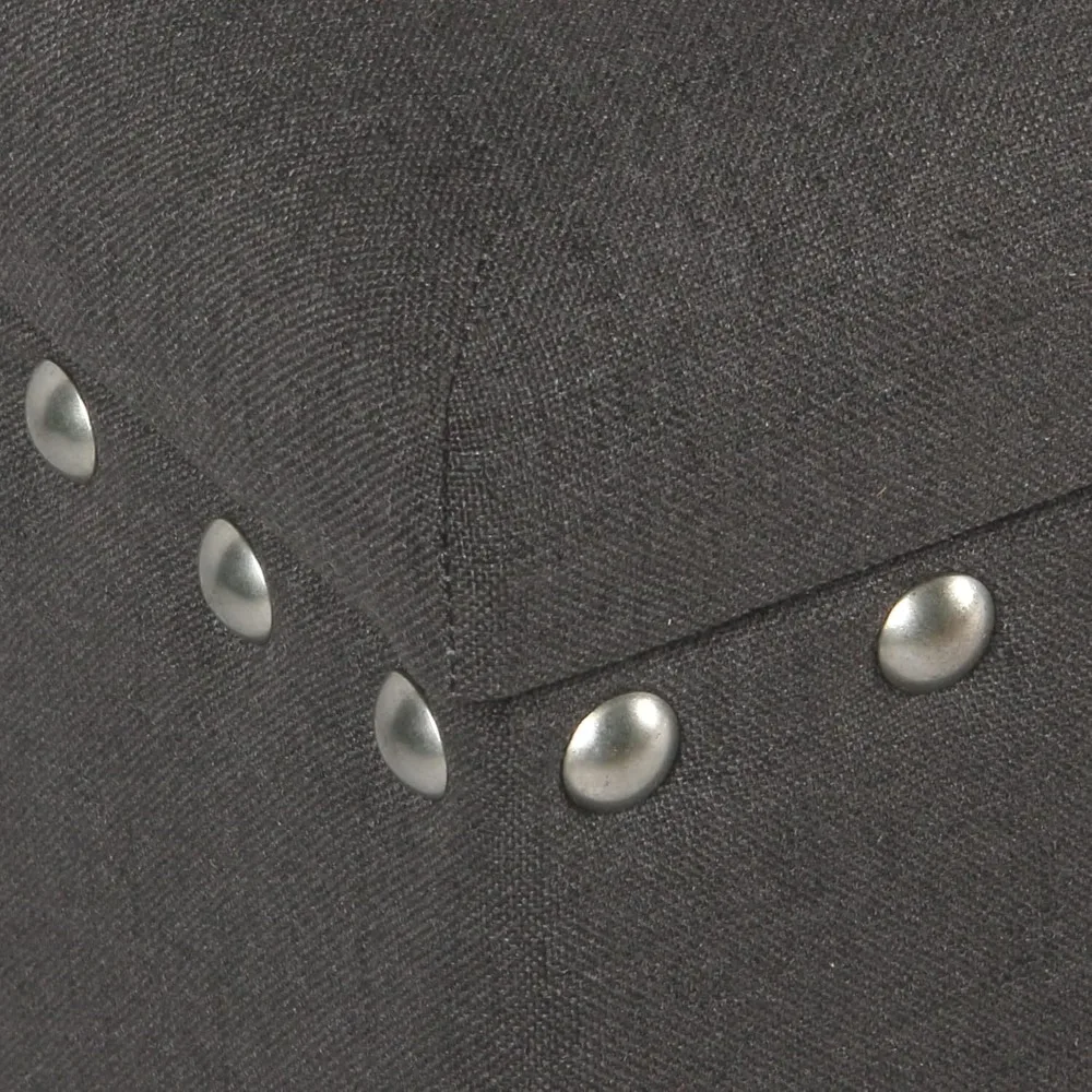 مقعد تخزين منجد من HomePop مع حواف رأس الأظافر - فحمي