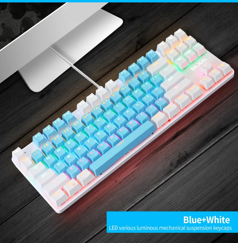 87 Keys Gaming Keyboard Wired Keyboard Color Matching Backlit Mechanical Feel Computer E-sports Peripherals for Desktop Laptop