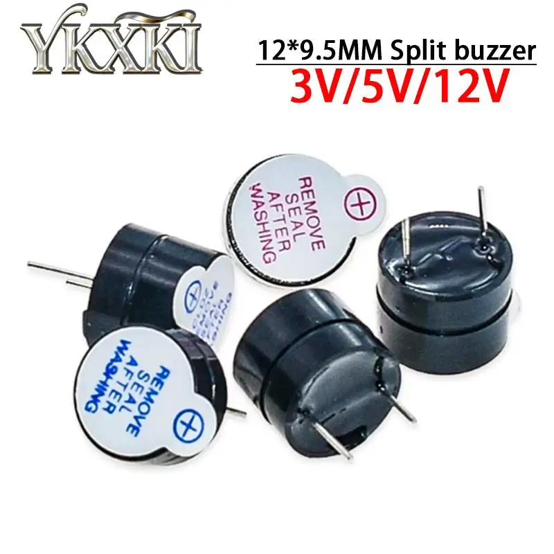 10Pcs 3V 5V 12V 12095 Active Buzzer Piezo Magnetic Long Continous Beep Tone Alarm Ringer 12*9.5mm split