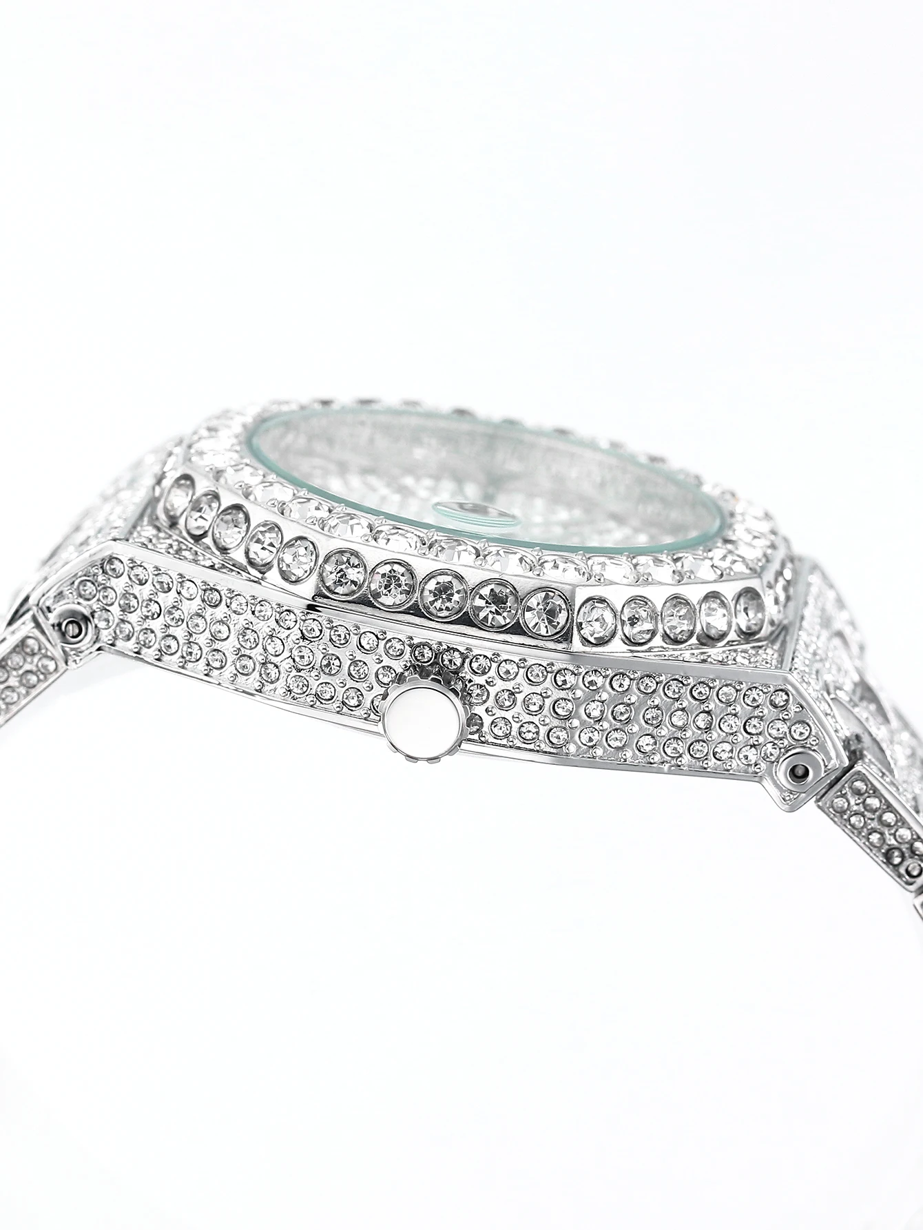 Luxury diamond set men wristwatch High quality heavy watch Waterproof Fasion business Satinless Quartz watch for men