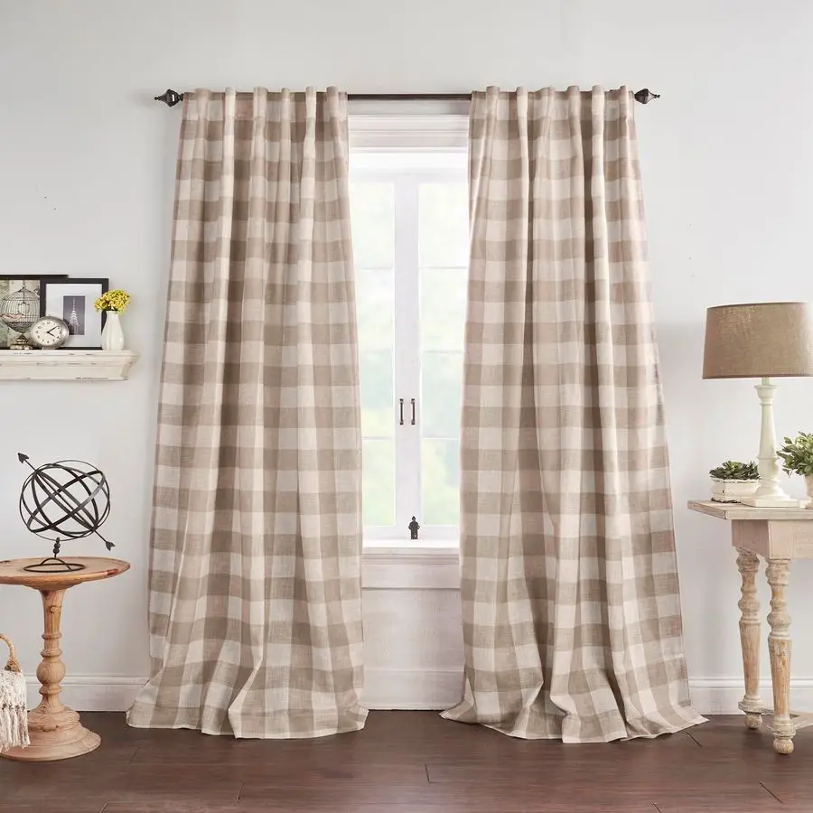

Home Fashions Farmhouse Living Grainger BuffaloCheck Blackout Window Curtain, Living Room and Bedroom Drape with Rod Pocket Tabs