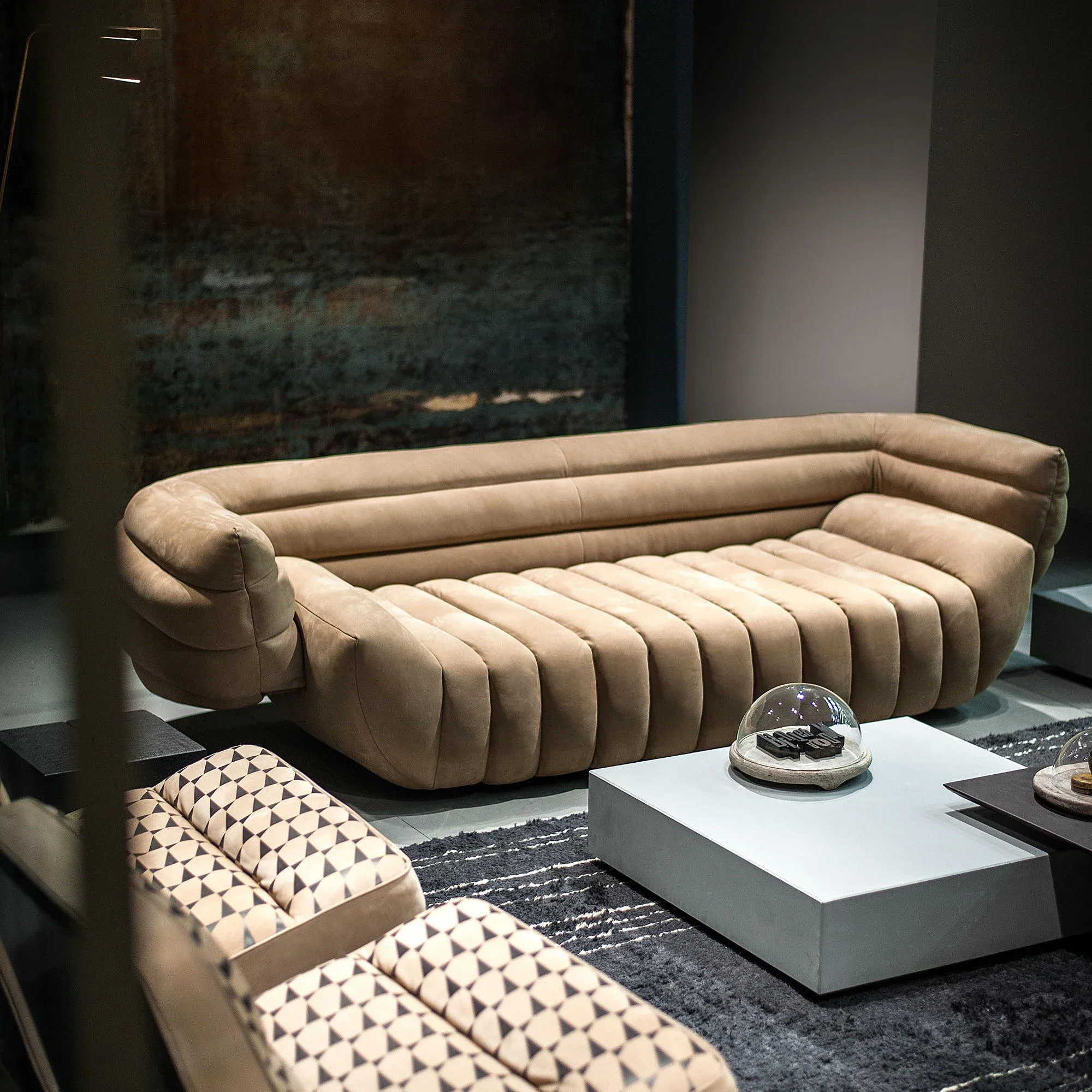 

Nordic modern simple special-shaped sofa villa living room three people