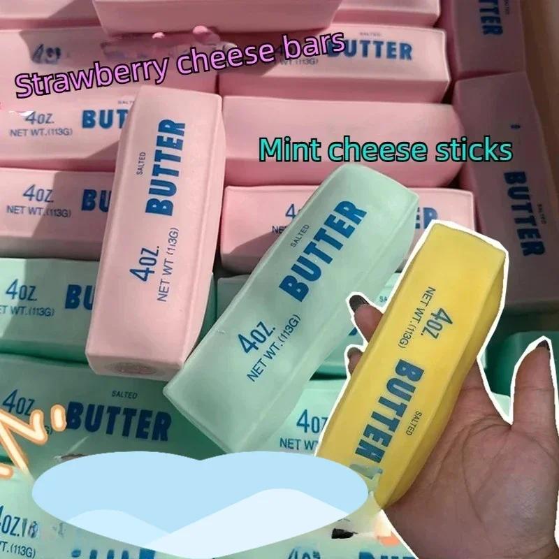 FButter Stick Squishy Fidget Toy,Flour Filled DIY Squeeze Stress Ball w/Round Building Blocks,ASMR Anti-Stress Relief Hand Relax