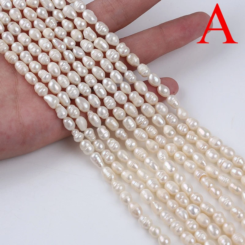 NONE Natürliche Süßwasser Perle Perlen Hohe Qualität Reis Perlen Punch Lose Perlen Für Die Herstellung Von Schmuck DIY Armband Halskette Zubehör 4