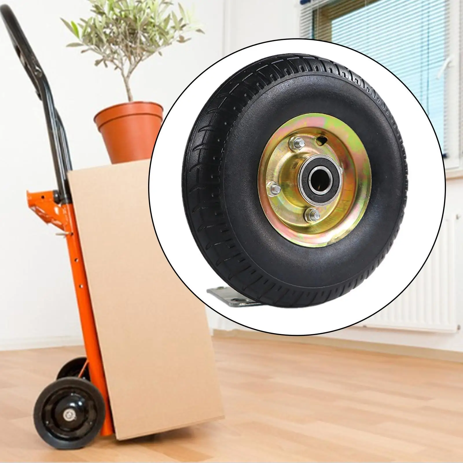 245mm Solid Rubber Wheelbarrow Tire Wheel 3.50-4 Flat Free for Hand Truck Garden Cart Quiet Rolling Casters