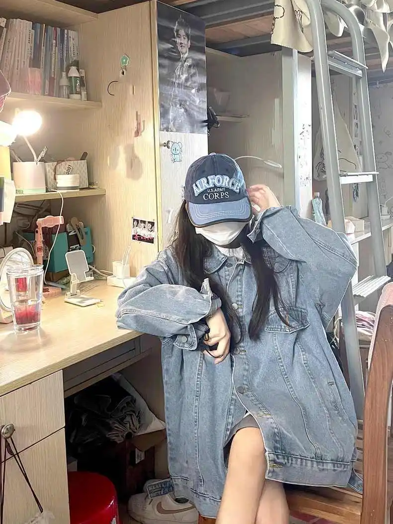 

Осенние куртки 2025, женские модные украшения с воротником из искусственной кожи, гранж, уличная повседневная унисекс, хлопковая замша с вышивкой, весенняя оверсайз