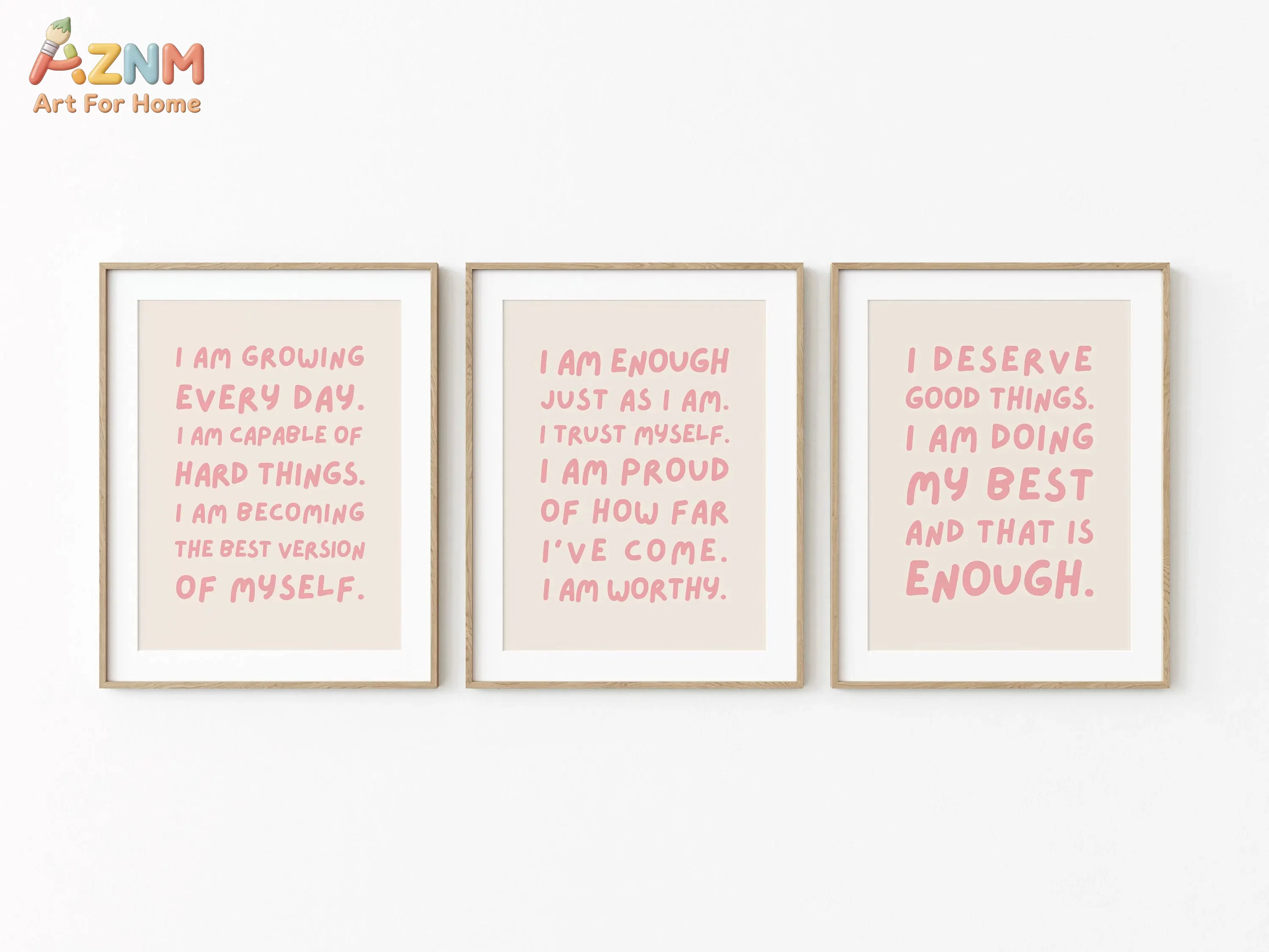 Teen Girl Pink Affirmation Posters, Set of 3