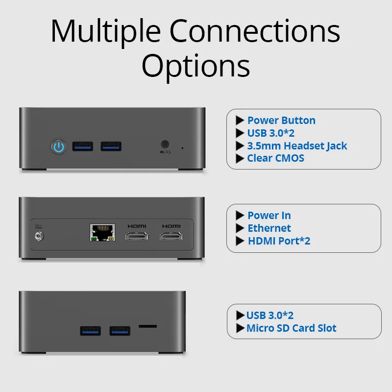 BMAX B3 Mini PC Windows 11 Pro Intel N5095 8 GB RAM DDR4 256 GB SSD Intel 11. generacji UHD Graphics 1000 Mb/s Ethernet