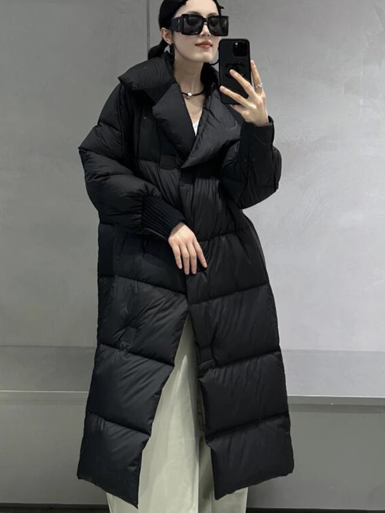 2024 Winter New Maxi-Long White Down Puffer Jacket Thicken Warm Over Knee Maxi-Length Winter Coat Long Quilted Padded Coat