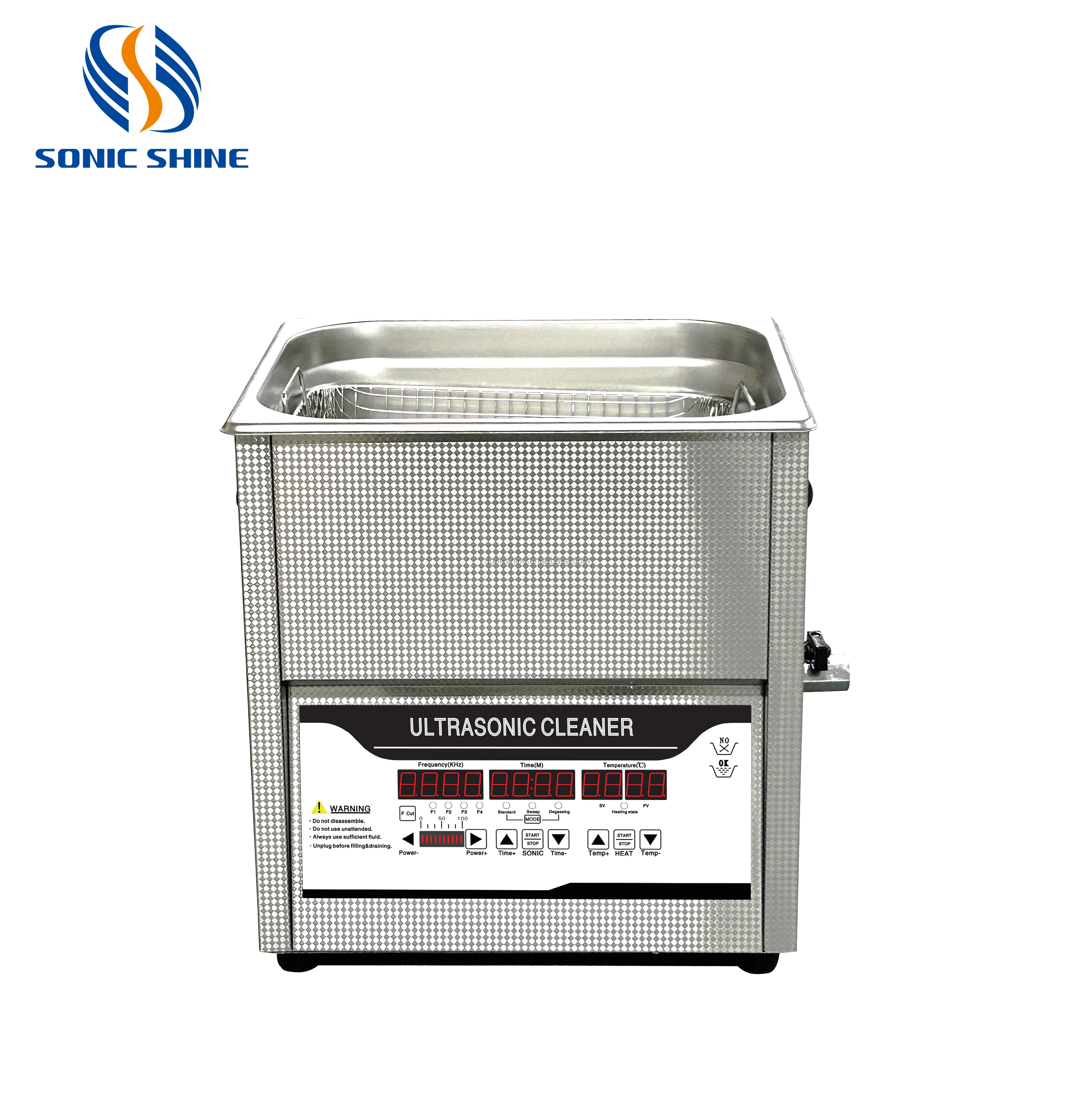 Adjustable Power Industrial Cleaner 6.5L Capacity 40KHz Frequency Sweep Degas Burn-Off/Thermal System