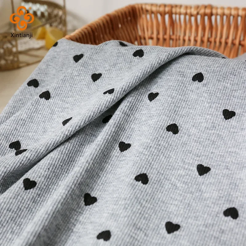 Summer Fashion Stretchy Dot Rib Printed Cotton Sewing Knit Fabric By Half Yards Dress,T-shirt Jersey Material 45*135cm YHTJ0050