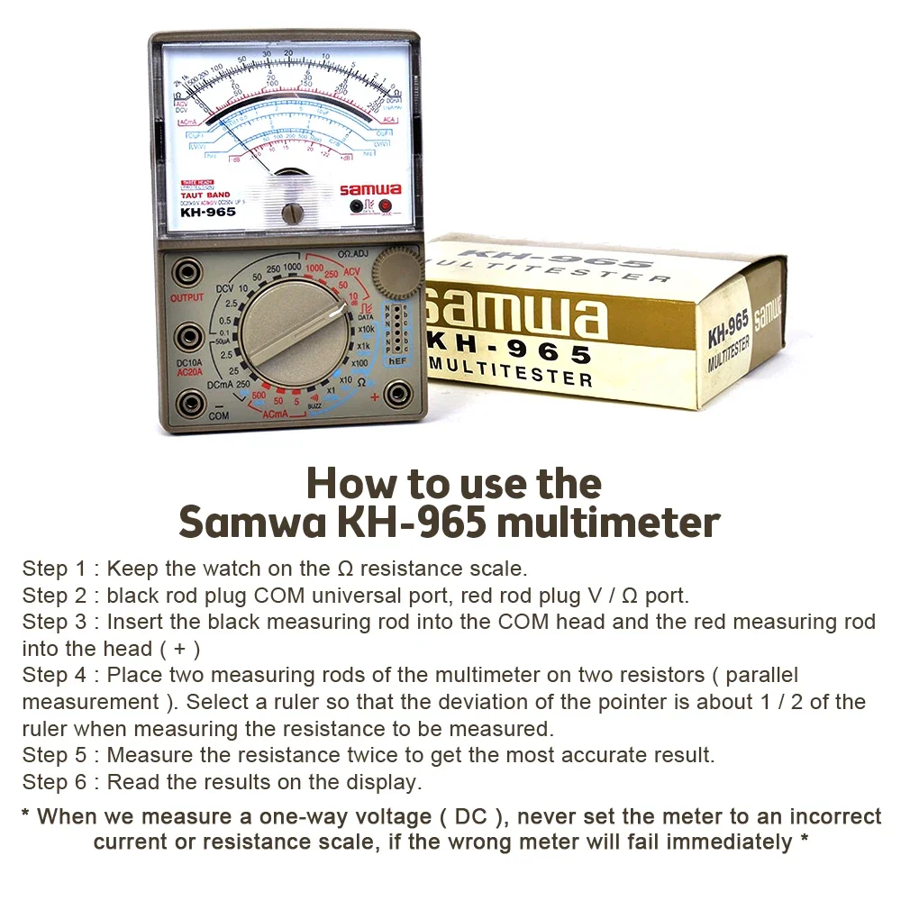 KH-965 Analog Multimeter Mechanical Pointer Meter AC/DC Voltage Current Resistance Meter with Test Pen Buzzer Multi Tester