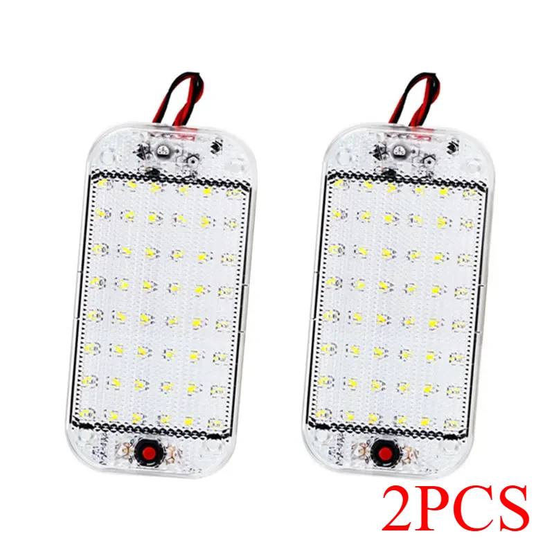 2PC Universal Ceiling Light Bright Car Indoor Lamp With ON/OFF Switch 48LEDs Interior Dome Light For Box Trucks Campers Boats RV