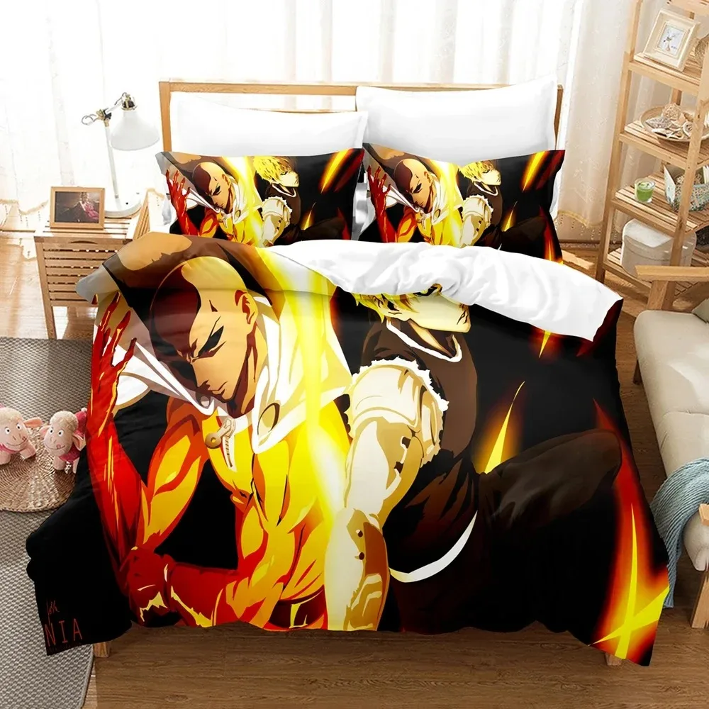 Ensembles de housse de couette Anime Anime pour enfants, linge de lit One Punch Man, taie d'oreiller, cadeau de literie pour enfants, filles, Twin Full, Queen, King Size