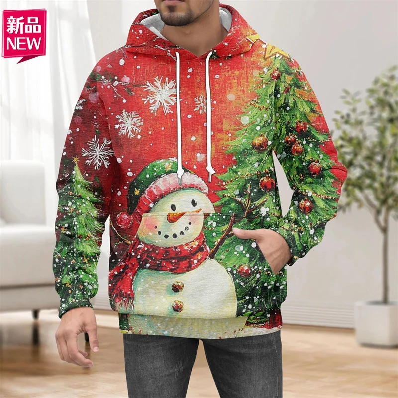 Fashion Merry Christmas 3D Printed Hoodies Cute Christmas Ornaments Snowflakes Graphic Hooded Sweatshirts Mens Clothing Pullover