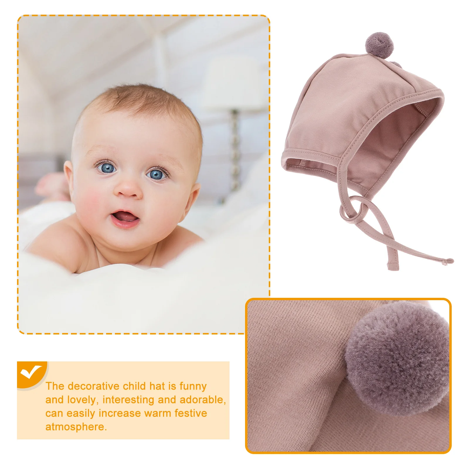 

2Pcs Newborn Tie Hats Cotton Baby Cap Warm Infant Headwear Adjustable Strap Lovely Design Newborn Hats Baby Cap