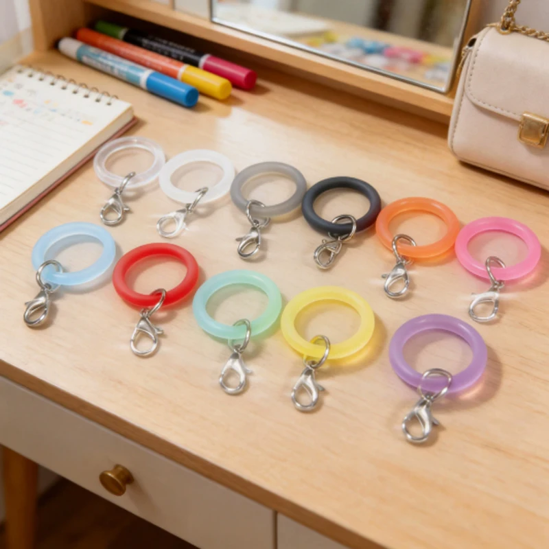 Transparente Silikon-O-förmige Schlüsselanhänger mit Karabinerverschluss, O-Ring-Schlaufe, DIY-Taschenanhänger, Schlüsselanhänger, Schmuckherstellungszubehör – Detail 11
