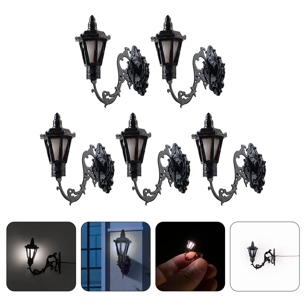 

5 Pcs Micro Landscape Wall Light Miniature Lamp Model House Sand Table Layout Decor LED Tiny DIY Ornament Material