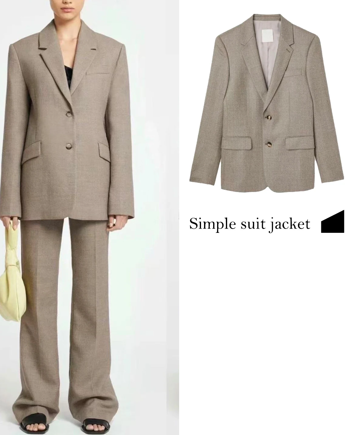 

FWRD Light Brown Two Button Simple sSuit Jacket Womens Loose Fitting Light Brown Two Button Simple Suit Jacket #FWRD0113