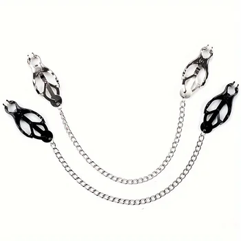 Metal Kelebek Yuvarlak Kafa Zinciri ile Meme Klip Stimülasyon Meme Klip BDSM Yetişkin Flört Seks Oyun Oyuncakları Kadınlar ve Çift Için