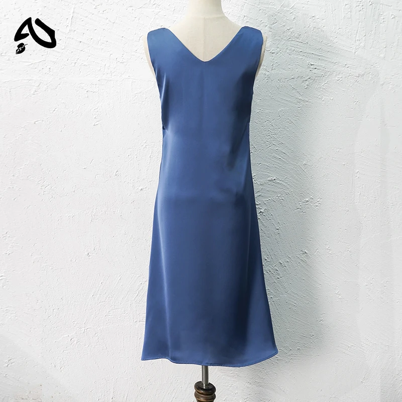 Original Women\'s Dress Solid Colorsexy V-neck Sleeveless Elegant Satin Party Dress Korean Style Harajuku Vestido Dresses 드레스