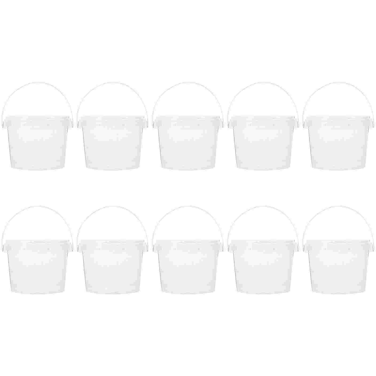 

10 Pcs Transparent Small Barrel Containers Round Bucket Snacks Nut Storage Buckets Bracket Grains Food Sealed Plastic Pp Holder