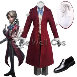 Game Identity V Composer Frederick Kreiburg Cosplay Costume Wig Red Party Suit Coat Top Pants Shoes For Women Men Halloween