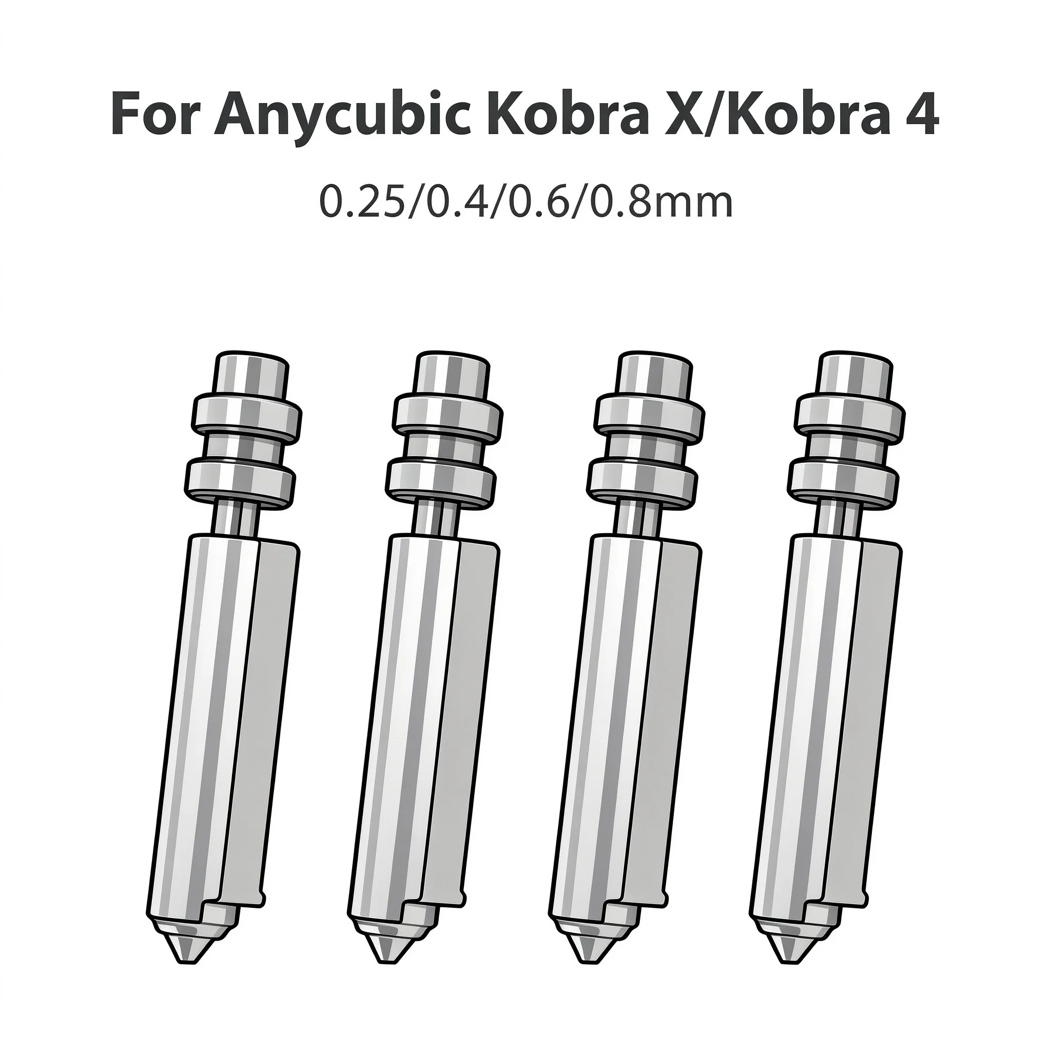 For Anycubic Kobra 4 Kobra X Nozzle 0.2 0.4 0.6 0.8 KX Smooth Internal Bore Cobra X Hotend Cobra 4 3d Printer Accessories