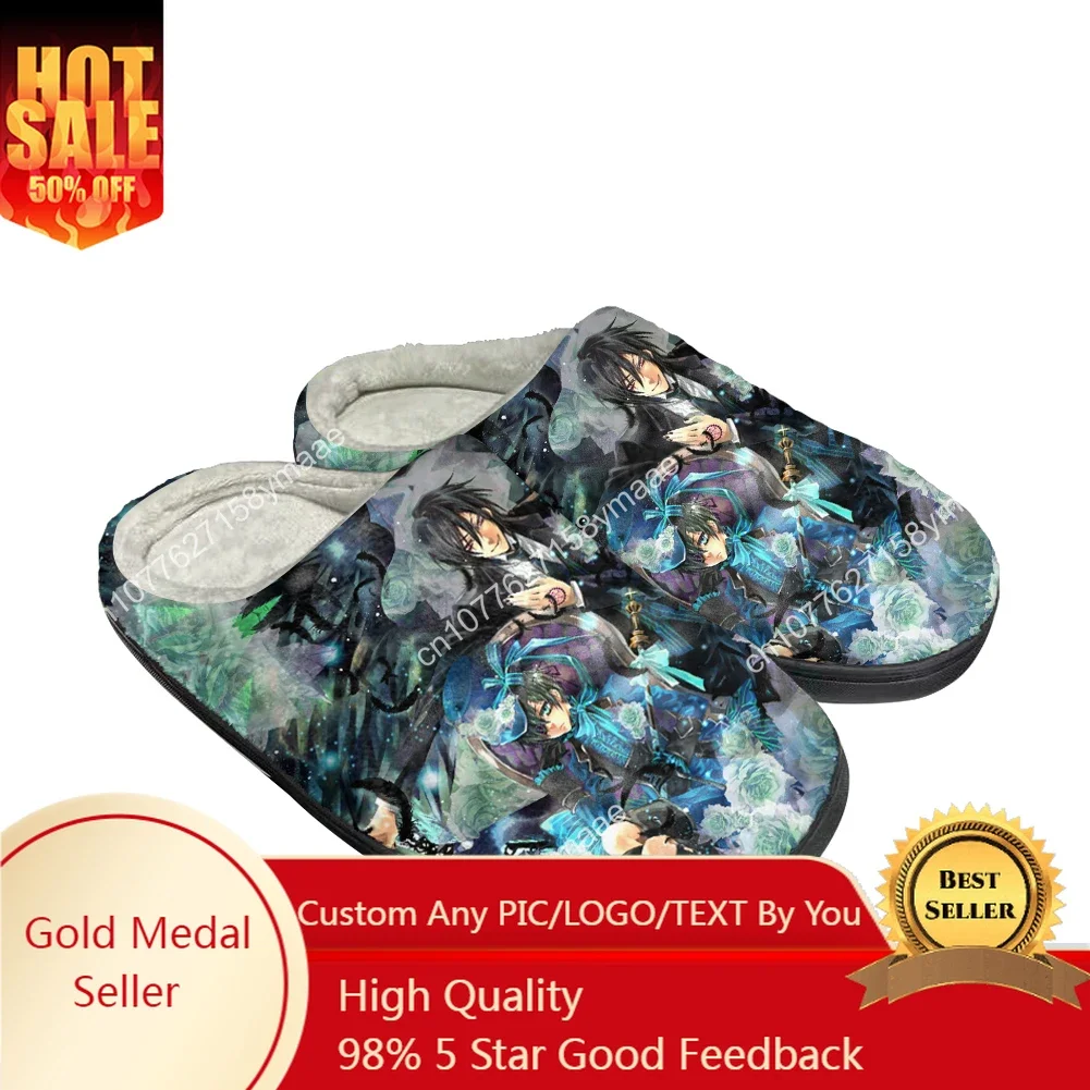 

Cartoon Fashion Cotton Custom Slippers Mens Womens Sandals Plush Casual Keep Warm Shoes Thermal Black Butler Comfortable Slipper