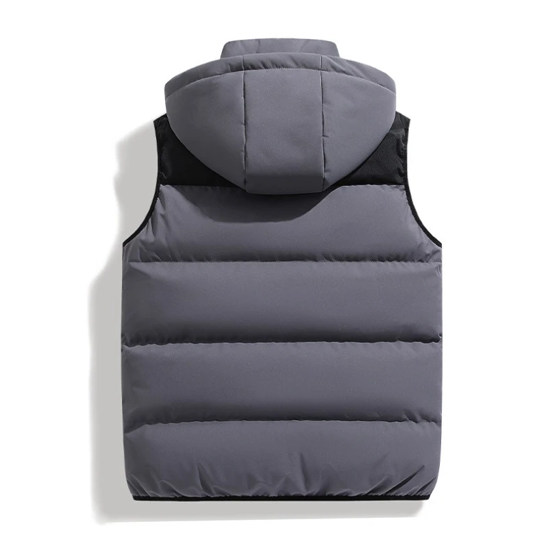 Men's Winter Autumn Coat Top Vest Hooded Detachable Pockets Thickened Warm Solid Color Simple Casual Design Soft Niche Versatile