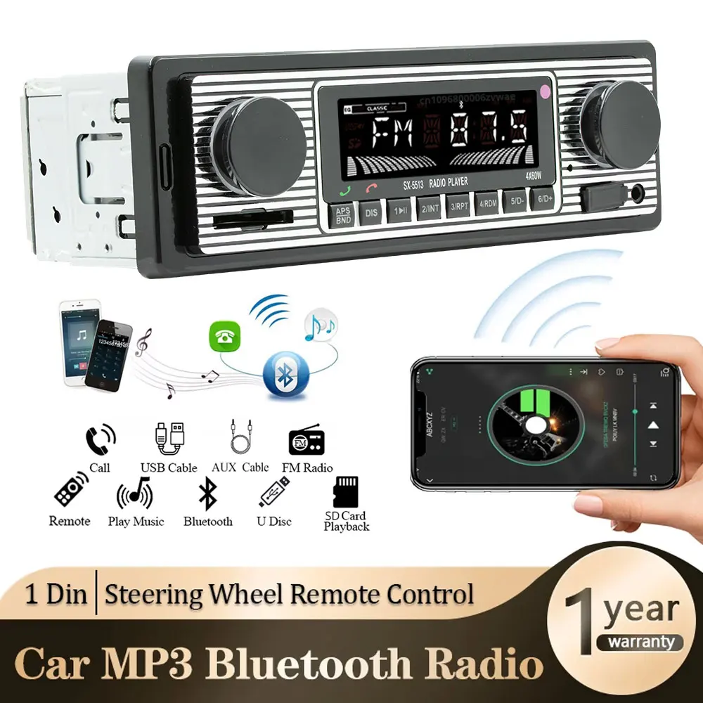 

Car MP3 Stereo Radio Bluetooth Auto Remote Control Multimedia Player FM Receiver TF AUX Audio Playe Support USB Phone Charging