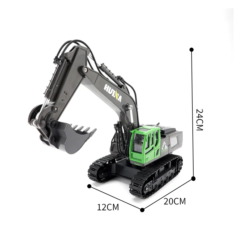 HUINA 1558 RC Excavator 1/18 11CH Rechargeable Remote Control Car Model Outdoor Toys for Kids Gifts TH20314