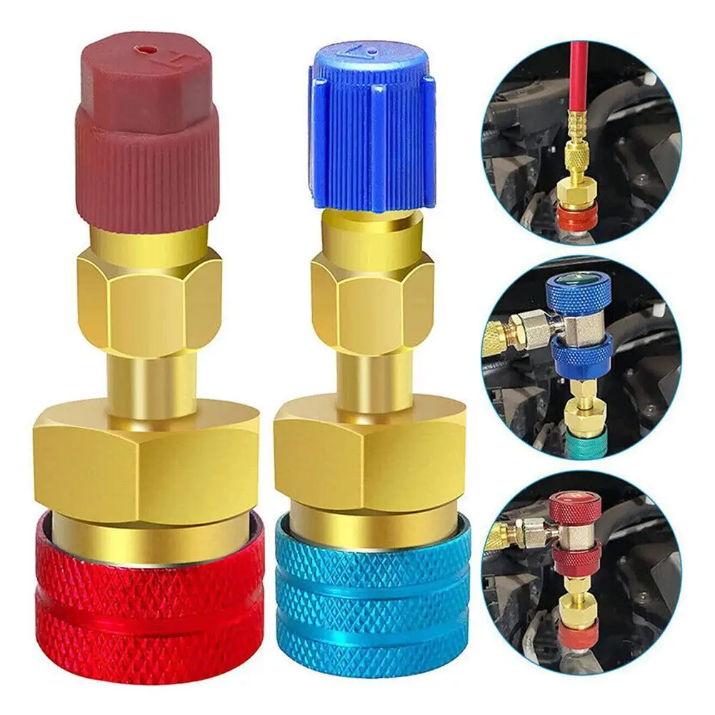 Car Air Conditioner Coupler R1234YF To R134A High Low Side Adapter Air Conditioner Filling Valve Port Adapter Accessories