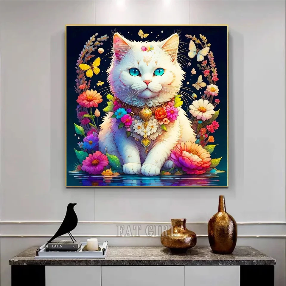 DIY Diamond Embroidery Kits Cat Animals 5d Diamond Painting Butterfly Needlework Full Drill Mosaic Cross Stitch Home Decoration