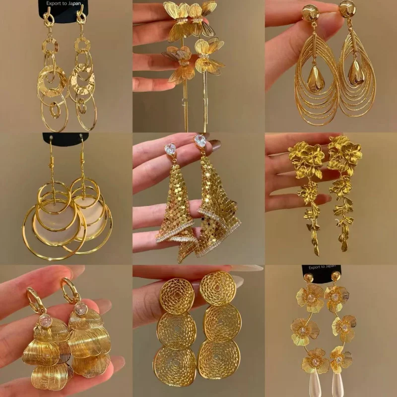 Vintage Luxus-Ohrringe für Damen mit Silbernadel, Geometrischem Kreisförmigem Hohlanhänger, Einzigartig Extravagante Leichte Luxus-Ohrringe
