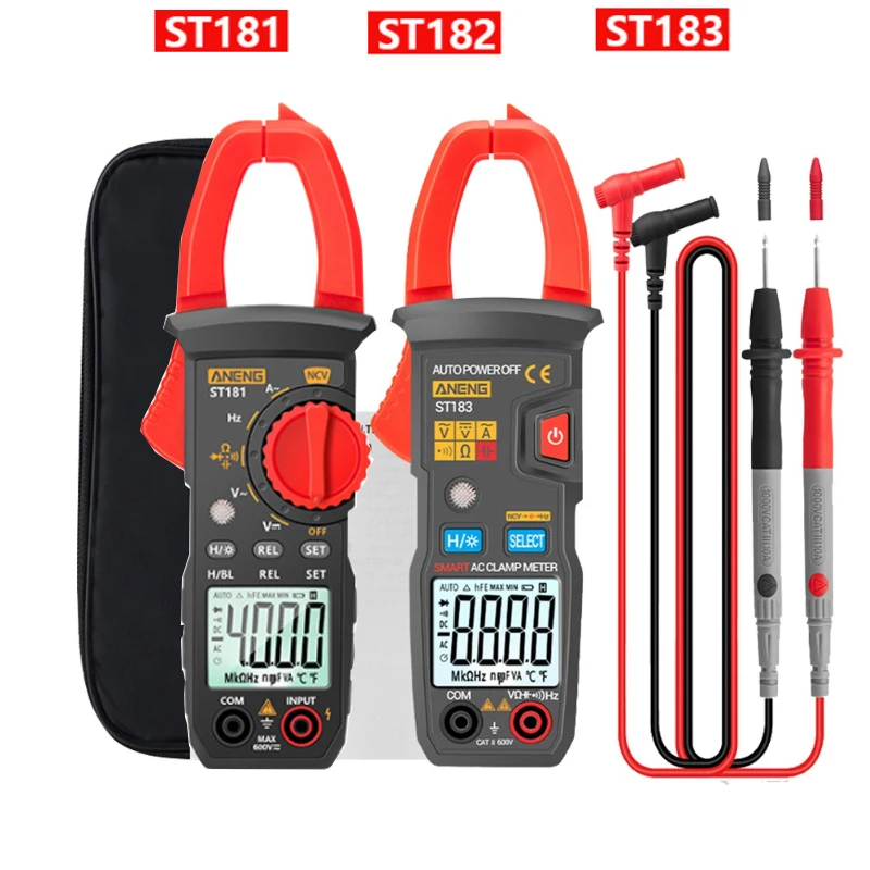 Multimeter Digital Clamp Meter ST181/ST182/ST183 AC Current DCAC Voltage Ammeter Voltages Tester Amp Hz Capacitance NCV Ohm Test