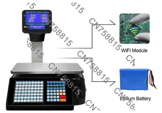 Supermarket commercial electronic weighing machine barcode scale printing bill, international version, multiple languages option