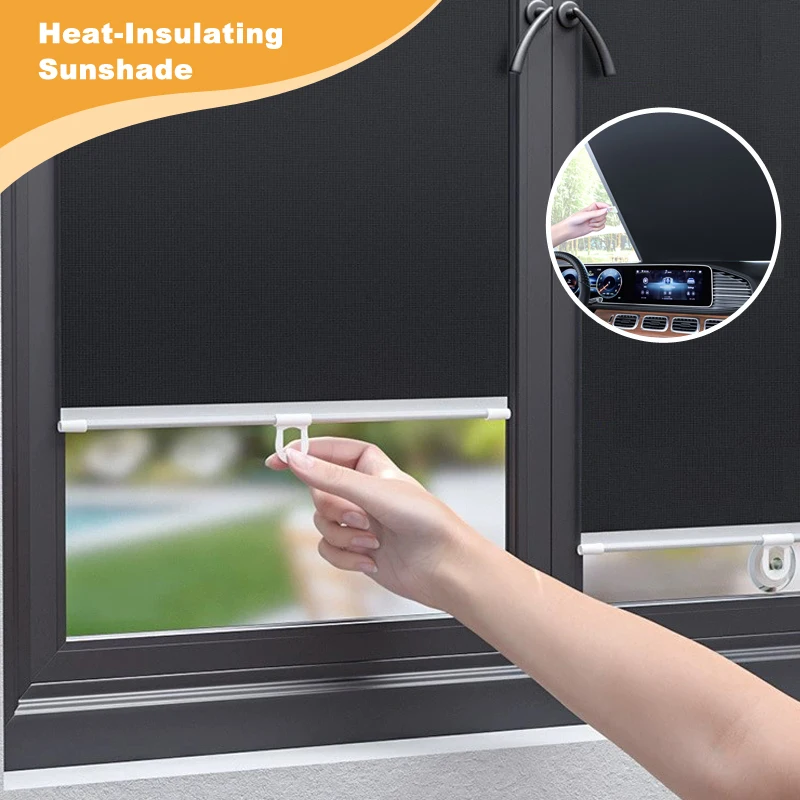 2pcs No Need for Drilling, Internal Protection, Cordless Retractable Roller Blind, Car Curtain Supply, Solar Blinds
