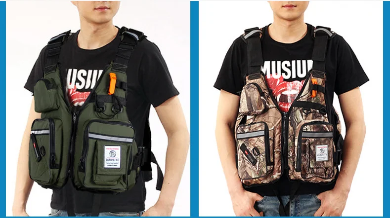 Fishing Jacket Buoyancy Fishing Vests Multi-Pockets with Water Bottle Holder for Kayaking Sailing Boating Water Sport chest pack