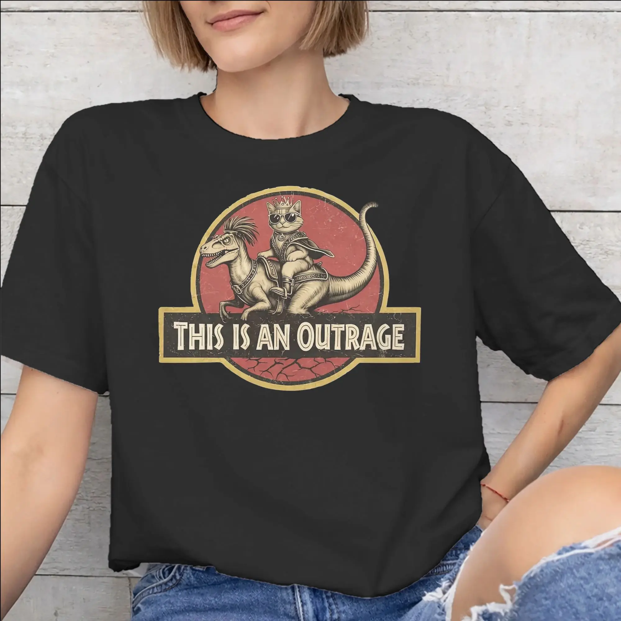 Men Women Print This Is An Outrage Princess Donut Cat  T Shirt Tee 100% Cotton  T-shirts Clothing