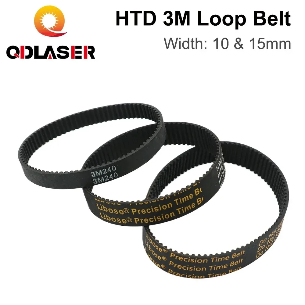 QDLASER HTD 3M Closed Loop Timing Belt Rubber Transmission Belt Width 6mm/9mm/15mm for CO2 Laser Engraving Cutting Machine
