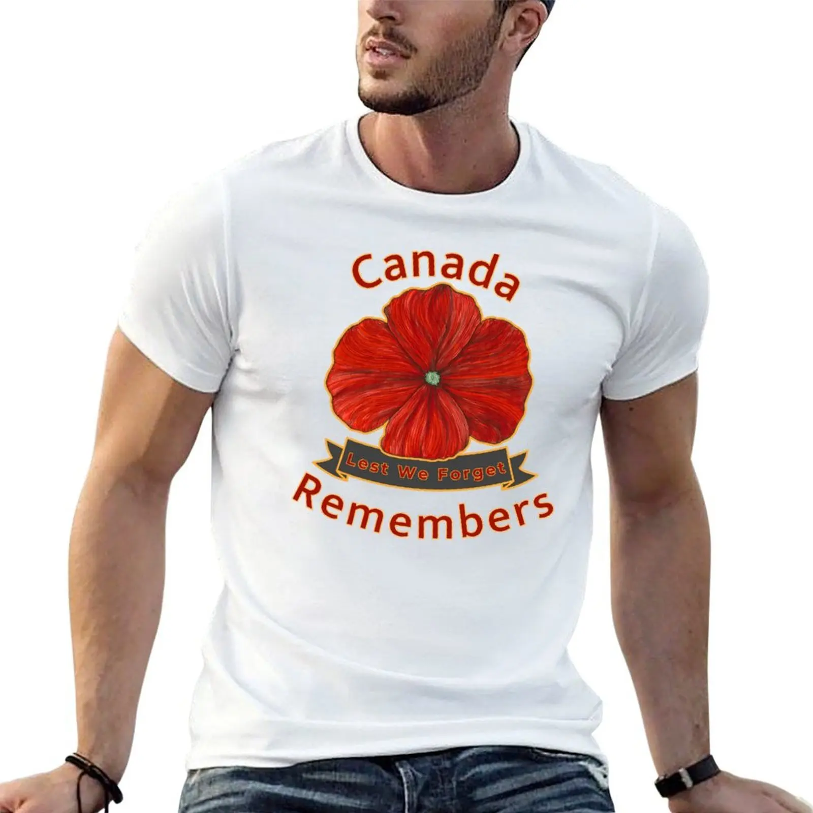 

Canadian Remembrance Day Canada Remembers Lest We Forget T-Shirt t shirts for man graphic tees printed t shirts for man T-Shirt